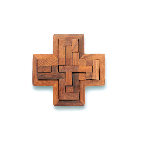 Mittimate's Wooden Cross Pentomino Puzzle - Engaging Game for kids
