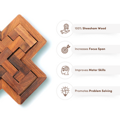 Wooden Cross Pentomino Puzzle | Brain Teaser Games | Fun & Learning