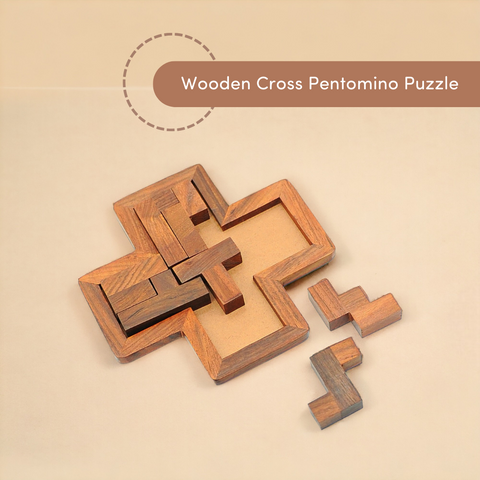 Mittimate's Wooden Cross Pentomino Puzzle - Engaging Game for kids