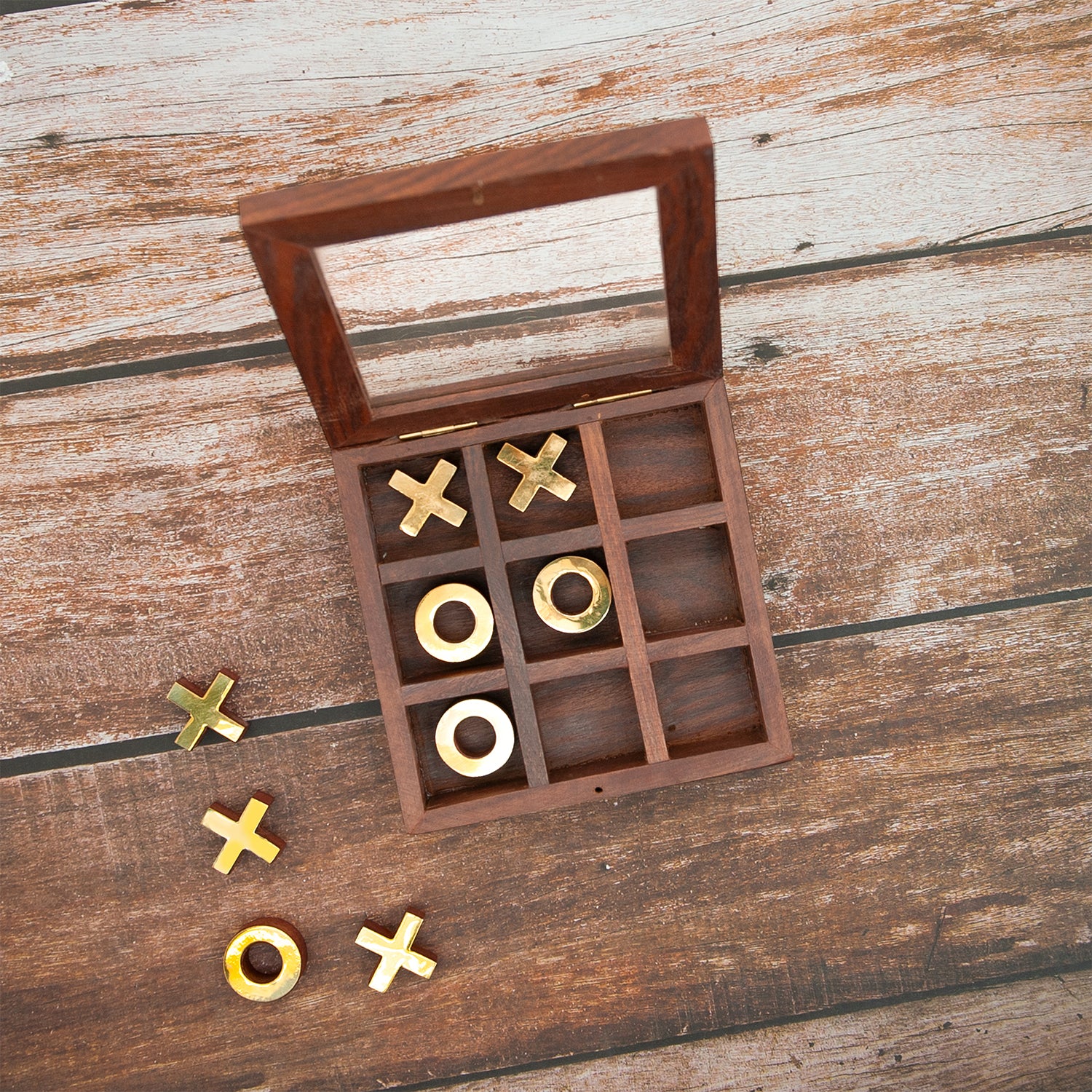 Wooden Tic Tac Toe with lid | Brain Teaser Games | Fun & Learning