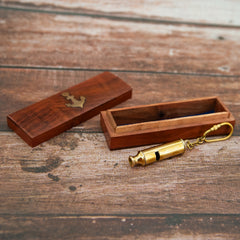 Nautical Whistle with Wooden Box | Antique | Premium Quality Brass | Handmade