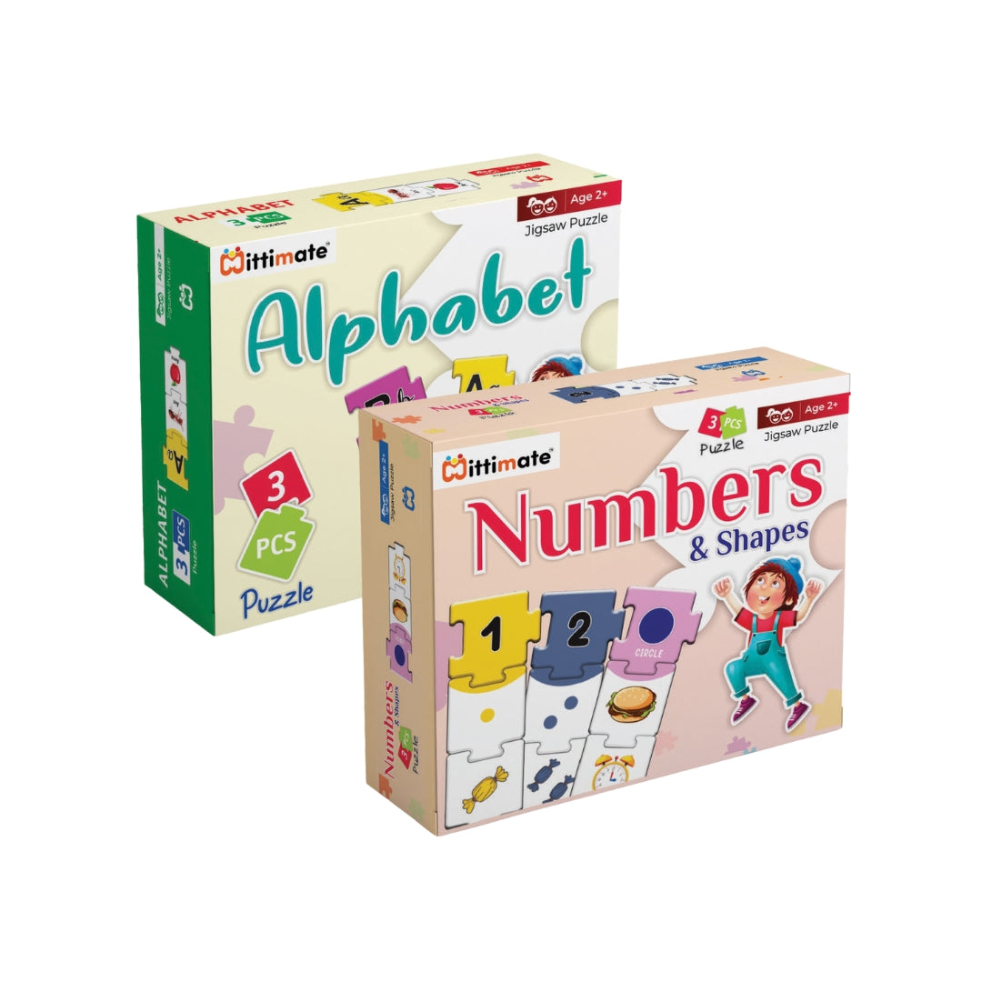 Alphabet & Number Puzzle Combo (Set of 2) - Fun & Learning Games for kids
