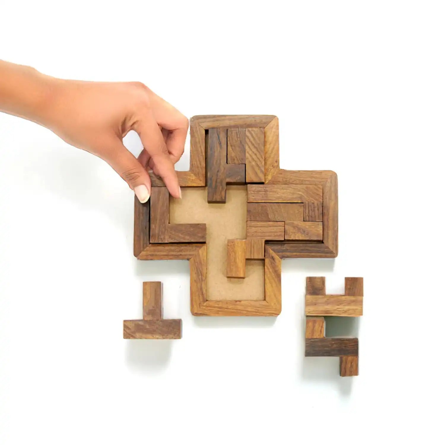 Engaging Wooden Cross Pentomino Puzzle | Mittimate