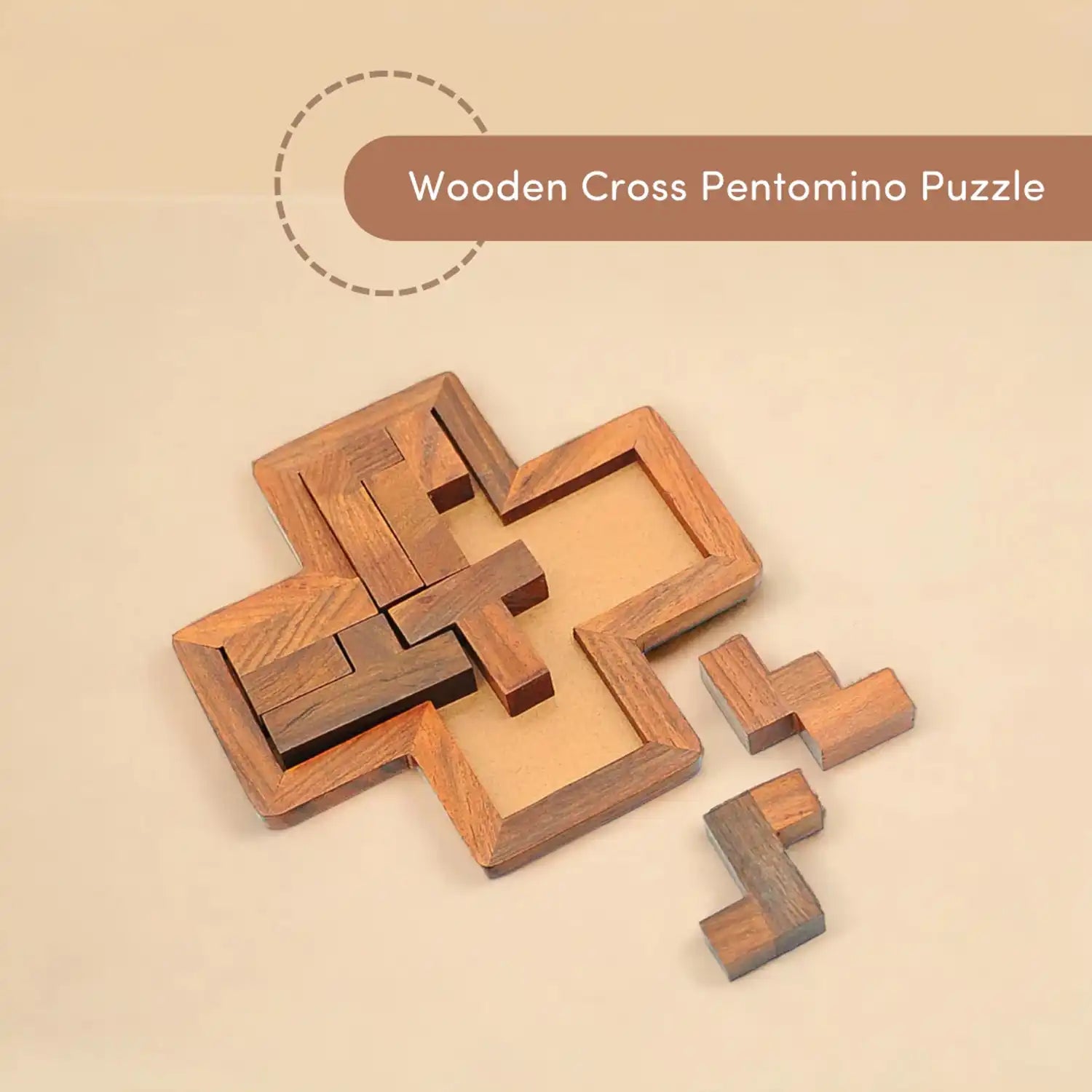 Engaging Wooden Cross Pentomino Puzzle | Mittimate