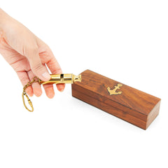 Nautical Whistle with Wooden Box | Antique | Premium Quality Brass | Handmade