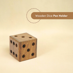 Wooden Dice Pen Holder