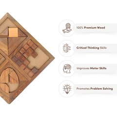 4 in 1 Wooden Puzzle Tray | Brain Teaser Games | Fun & Learning - Mittimate